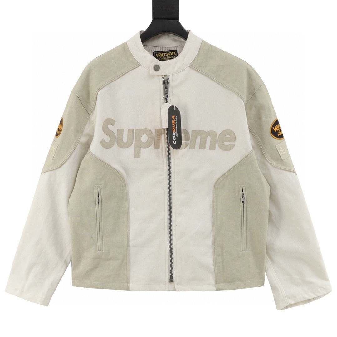 Supreme x vanson leathers cordura cotton jacket white | eBay