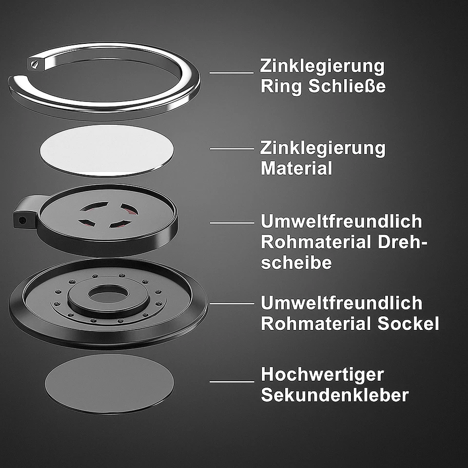 Handy Smartphone Ring Halter - Ultradünn, drehbar 360° Handyring Fingerhalter - Bild 4 von 4