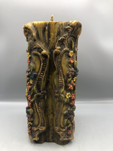Vintage Hand Carved Johann Gunter Candle 9” Large Pillar Floral Design - Picture 2 of 17