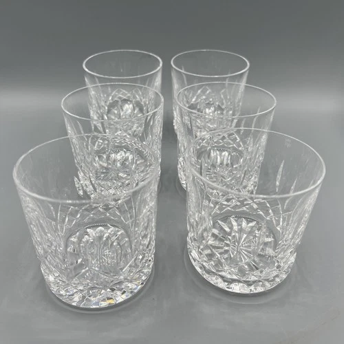 6 Waterford Crystal Lismore Old Fashioned Tumblers Glasses Vintage Barware 3 3/8