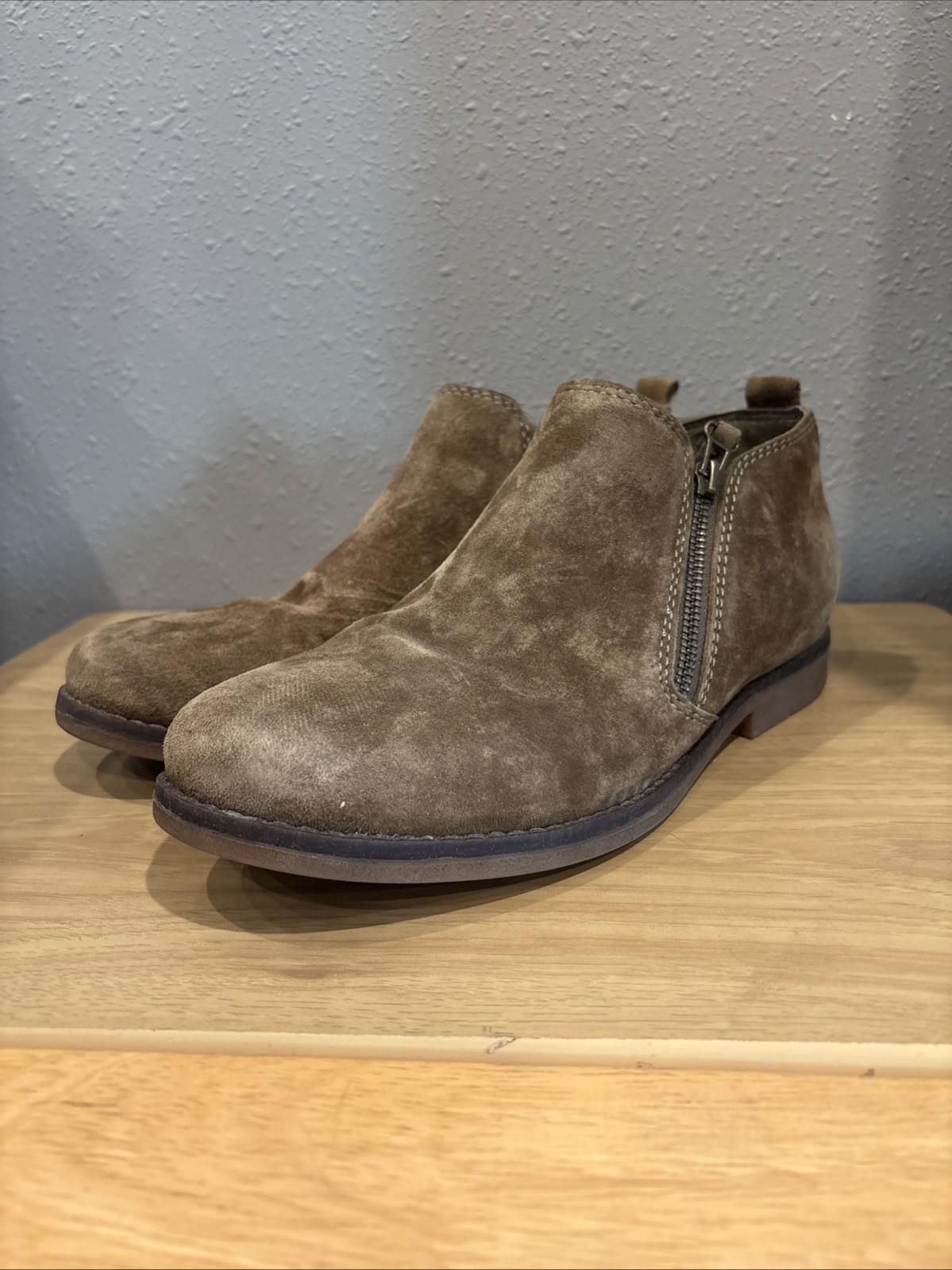 Hush Puppies Women’s Medium Moyen Size 7.5 Brown Suede Leather Booties Zip