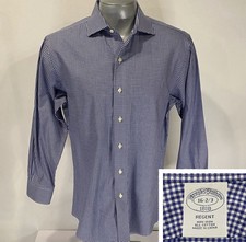 Brooks Brothers Regent 16 - 32/33 Long Sleeve Shirt Blue Gingham Button Up Mens