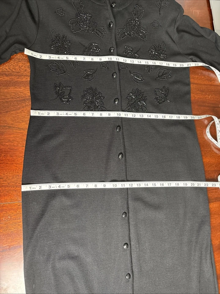 VTG 90s Liz Claiborne Beaded Sweater Dress Size Large Gothic Retro Steampunk - Image 4 of 4