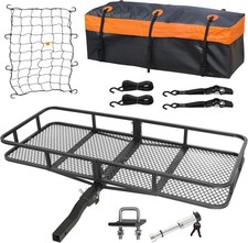 Folding Hitch Mount Cargo Carrier Basket 60" x 20" x 6" W/ Waterproof Bag Net