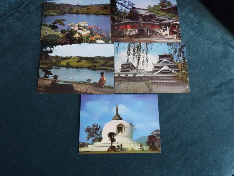 5 VINTAGE POSTCARDS FROM JAPAN