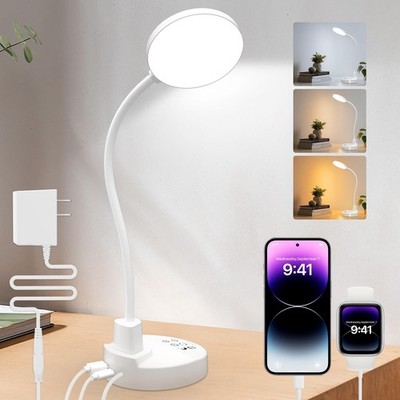 15W LED Desk Lamp with USB Charging Ports   Dimmable Table Lamp with 3 Color ...
