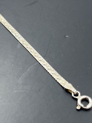 Fas 925 FAS 925 Italy Silver Herringbone Chain Diamond Pattern Bracelet 7” | eBay