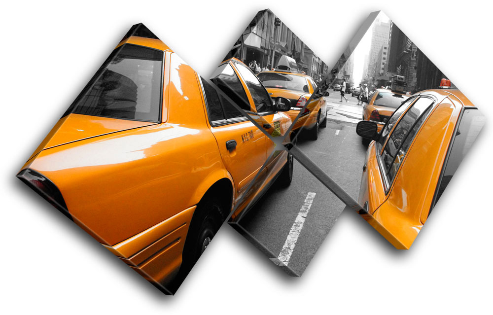 New York NYC Taxi Cab City MULTI CANVAS WALL ART Picture Print VA ...
