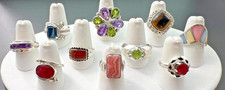 VARIETY STERLING SILVER 925 MULTI-GEMSTONE STATEMENT ARTISAN RINGS SZ 5-11