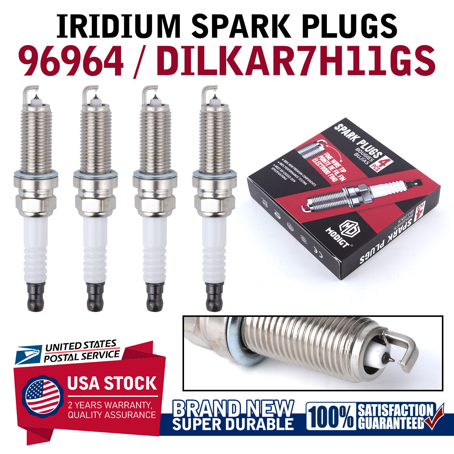For Honda Accord 2.0L 2.4L 2010-2019 Set of 4 Iridium 12290-5A2-A01 Spark Plugs