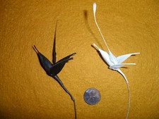 Vintage Feather Birds - 1 Black  1 White