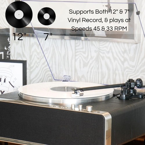 Steepletone Richmond All-In-One Record Player Turntable 30W Speakers & Bluetooth - Picture 3 of 17