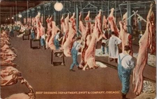 Vintage Postcard BEEF DRESSING DEPARTMENT, SWIFT & COMPANY, CHICAGO JS3