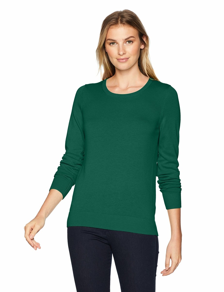 Essentials Lightweight Crewneck Sweater, Dark Green, Small