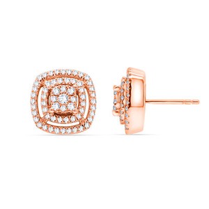 Authentic 7/9Ct Round Certified Natural Diamond Women Stud Earring 14K Rose Gold Plated