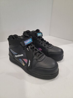 Reebok Size 6 W Black Holographic Spectrum Hightop Work Sneaker Comp Toe BB4500