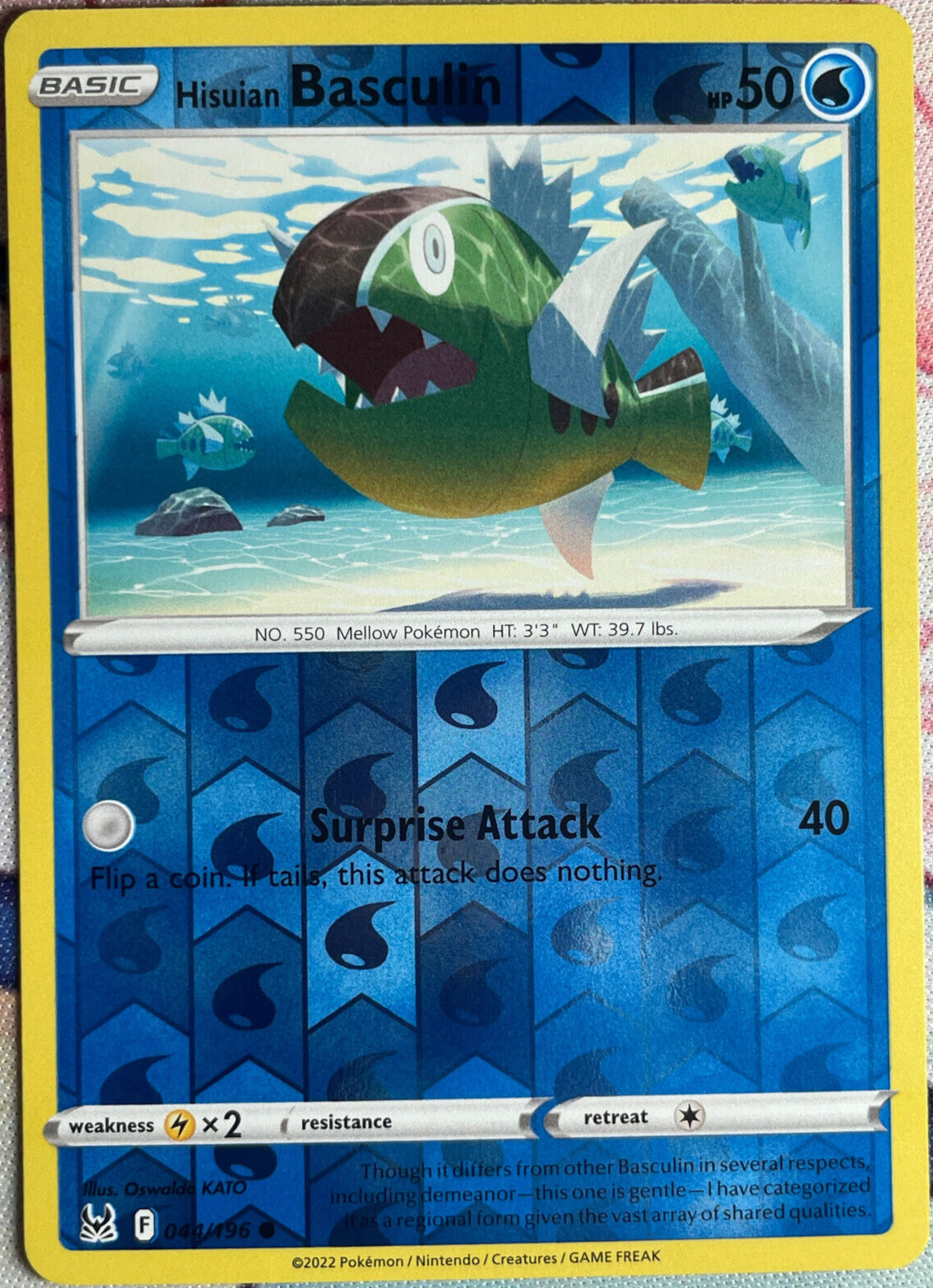 Hisuian Basculin Reverse Holo - 044/196 - Lost Origin Pokemon 2022