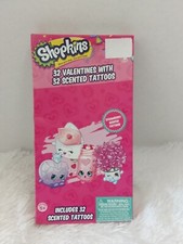 Shopkins 32 Valentine's Day Exchange Cards W/32 Scented Tattoos BNIB