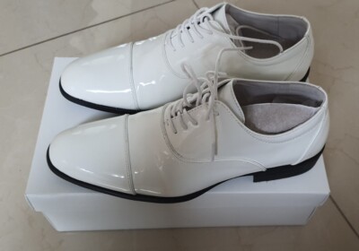 Stacy Adams Gala Cap Toe Oxford Dress Shoes White Shiny 6.5M Size