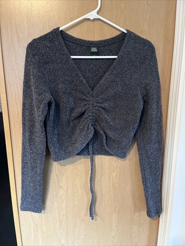 Wild Fable Long Sleeve Sweater Crop Top- Large Grey