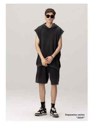 Sportanzug Overall Set Shirt T-Shirt kurze Hose Unterhemd schwarz 72002