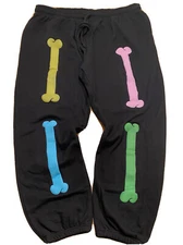 Bella & Canvas Sweats Shelby & Sandy Sweatpants Bones Black XL Unisex Skeleton
