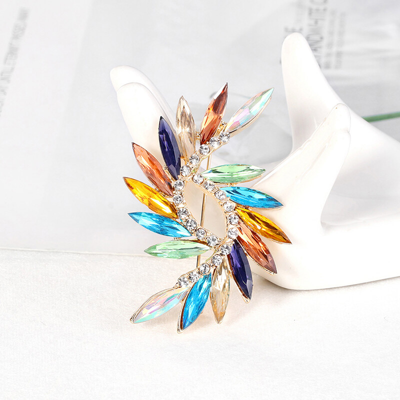Colorful Style Crystal Brooch Pin Wedding Jewelry Corsage Dress Coat