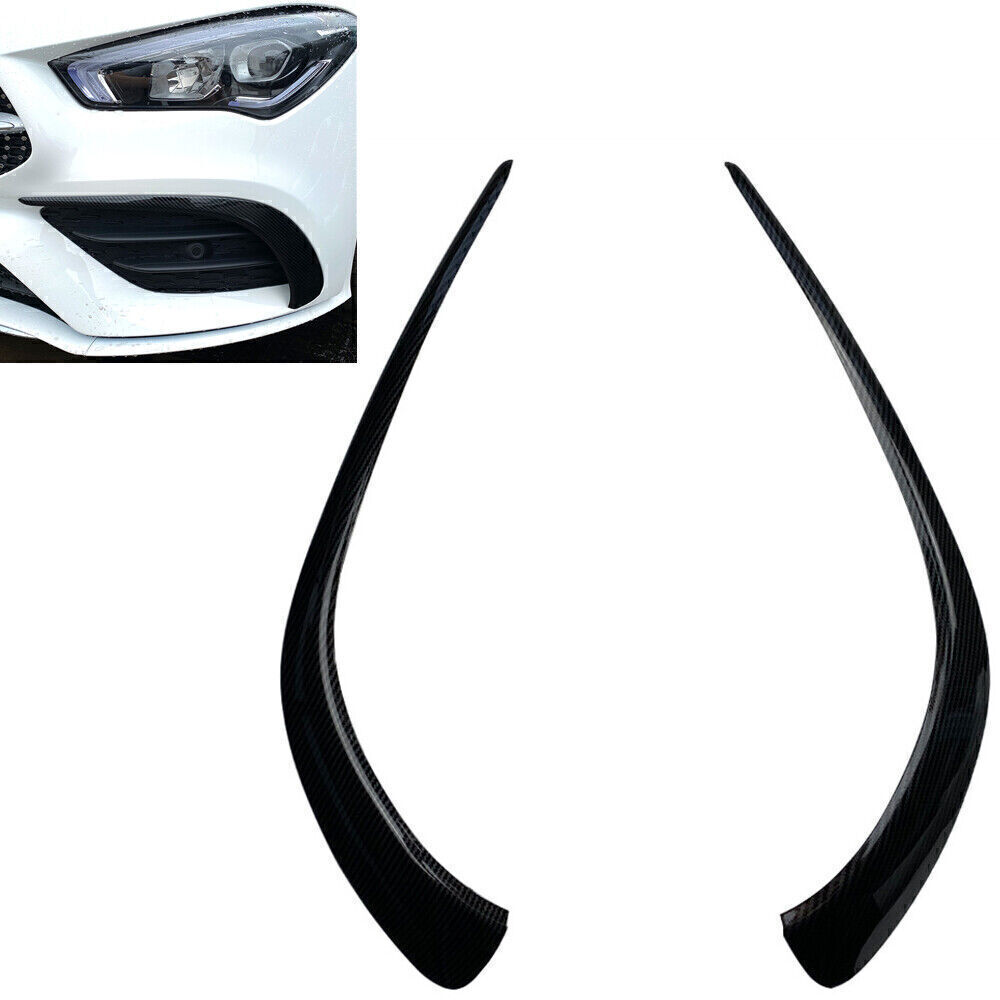 Left&Right Black Front Bumper Spoiler Air Vent Trim For Benz CLA C118 AMG Carbon