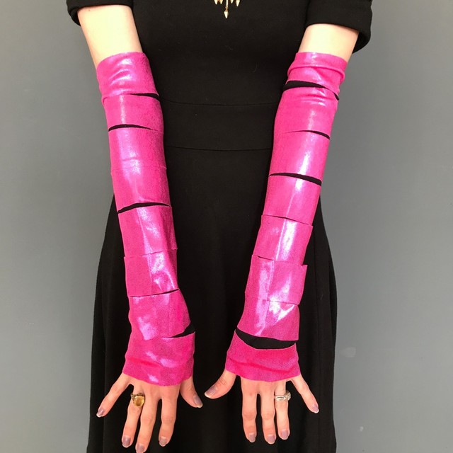 Long Cut Out Gloves Pink Shiny Arm Warmers Cosplay Costume Latex PVC Wet Look M2 eBay