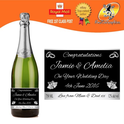 PERSONALISED PROSECCO BOTTLE LABEL WEDDING ENGAGEMENT ANY OCCASION GIFT ...