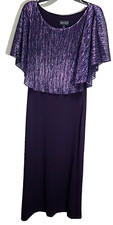 Purple Floor Length Dress w/Metallic contrast top Size 6 Mother of bride/groom
