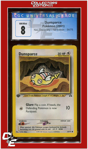 Dunsparce (1st Edition) graded CGC 8 for sale on eBay