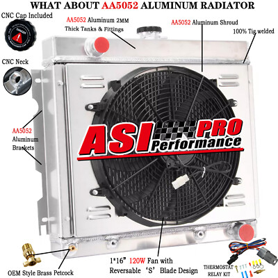 4-Row Radiator+Shroud Fan For 70-72 Dodge Dart Plymouth Duster Valiant Cars 5.2L