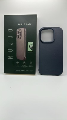 Mujjo Shield Leder Case für iPhone 15 Pro MagSafe kompatibel blau