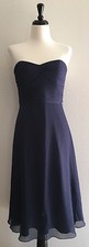 Davids Bridal Strapless Short Crinkle Chiffon Dress Womens 8 Blue F12441 Wedding