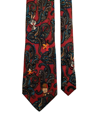 Tasmanian Devil Necktie Mens Looney Tunes 1993 Vintage  Looney Tunes Taz Tasmanian Devil Tie Novelty 1993 Vintage Paisley main image 2