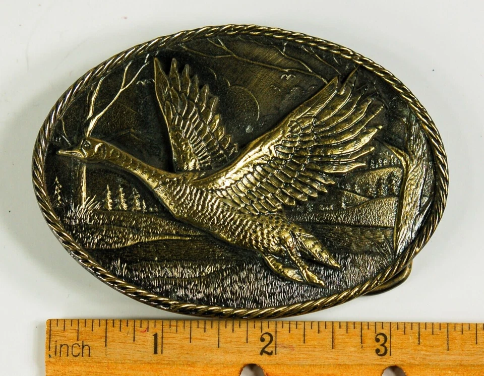 Flying Goose western belt buckle brass Great American Buckle Co Chicago - Image 2 of 4