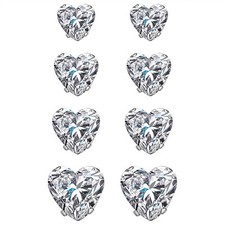 8pcs Clip on Magnetic Earrings 5-8mm Heart Cubic Zirconia Cheater Fake Earrings