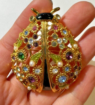 Vintage Edgar Berebi Limitierte Auflage Marienkäfer Strass Perle Brosche