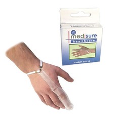 PAIR OF MEDISURE FIRSTAID PREMIUM RE-USABLE MEDICAL TRANSPARENT PVC FINGER STALL