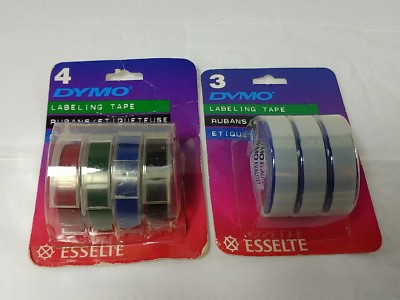Lot of 2 (two) DYMO Embossing Labeling Tape 7 Rolls MultiColors 3/8'' x6' and 12'