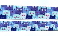 Kitty Cat Grosgrain ribbon BTY 5/8 7/8" Cute Purple mint kitten