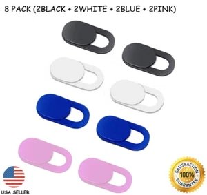 8PCS Black,Whie,Blue,Pink WebCam Couverture Caméra de protection de la vie privée Protège
