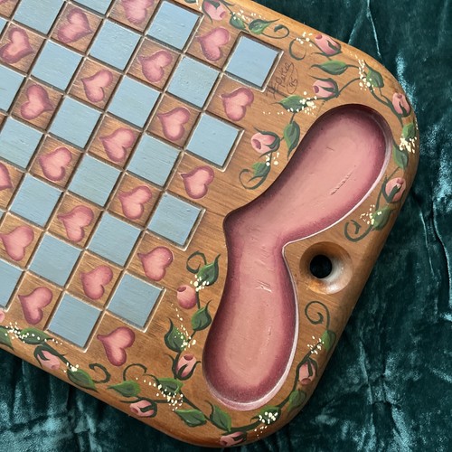 Wood Folk Art Checkers Chess Game Board Tray Wall Art Americana Hand ...