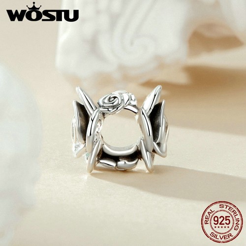 WOSTU Women 925 Sterling Silver 3D Rose carvings Bead Charm Fit Bracelet Gifts - Bild 5 von 13