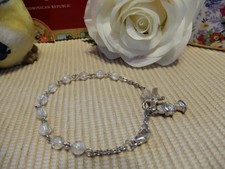 FIRST Holy COMMUNION Crystal Beaded Rosary Bracelet w/Charms gift DEAL