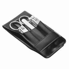 5 PCs Travel Manicure Set w/ Nail Clippers Scissors Tweezers Comb Faux Leather