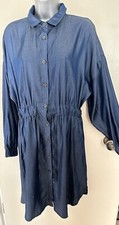 Anel Blue Chambray Cotton Shirt Dress Size Small 