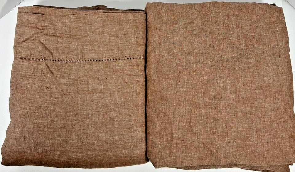 Pottery Barn Sheet Set King Belgian Flax Linen Brick Flat Fitted eBay