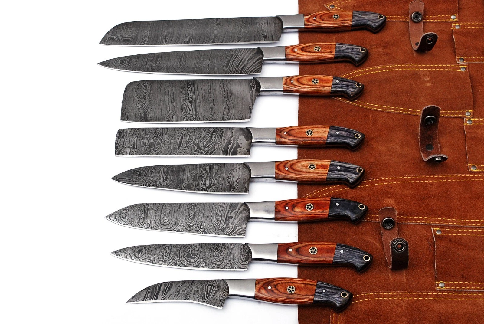 CUSTOM HANDMADE 8PCS KITCHEN CHEF KNIFE SET WITH ROLL BAG BEST GIFT